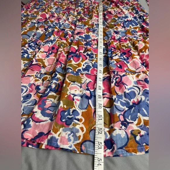 Bananas Size:LFloral Print Long Dress 100% Cotton Multi Color Crewneck